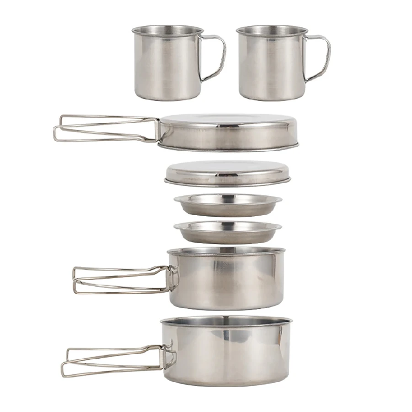 Camping Cooking Backpack - 8pcs/Set Camping Cookware Mess Kit Stainless
