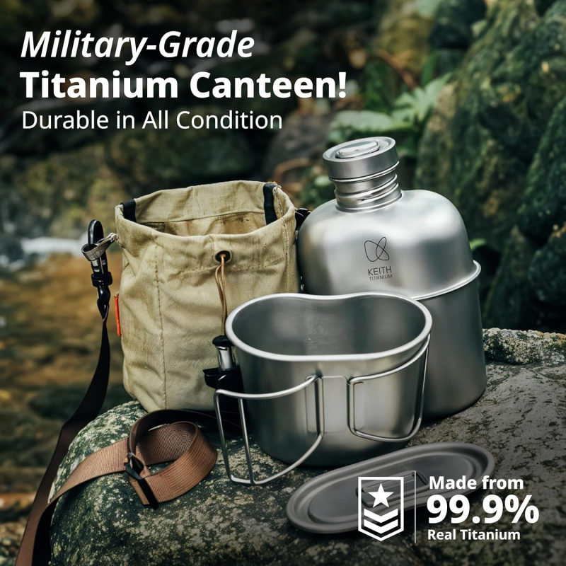 Mess Kit Titanium - Keith Titanium Bottle Outdoor Camping Hiking