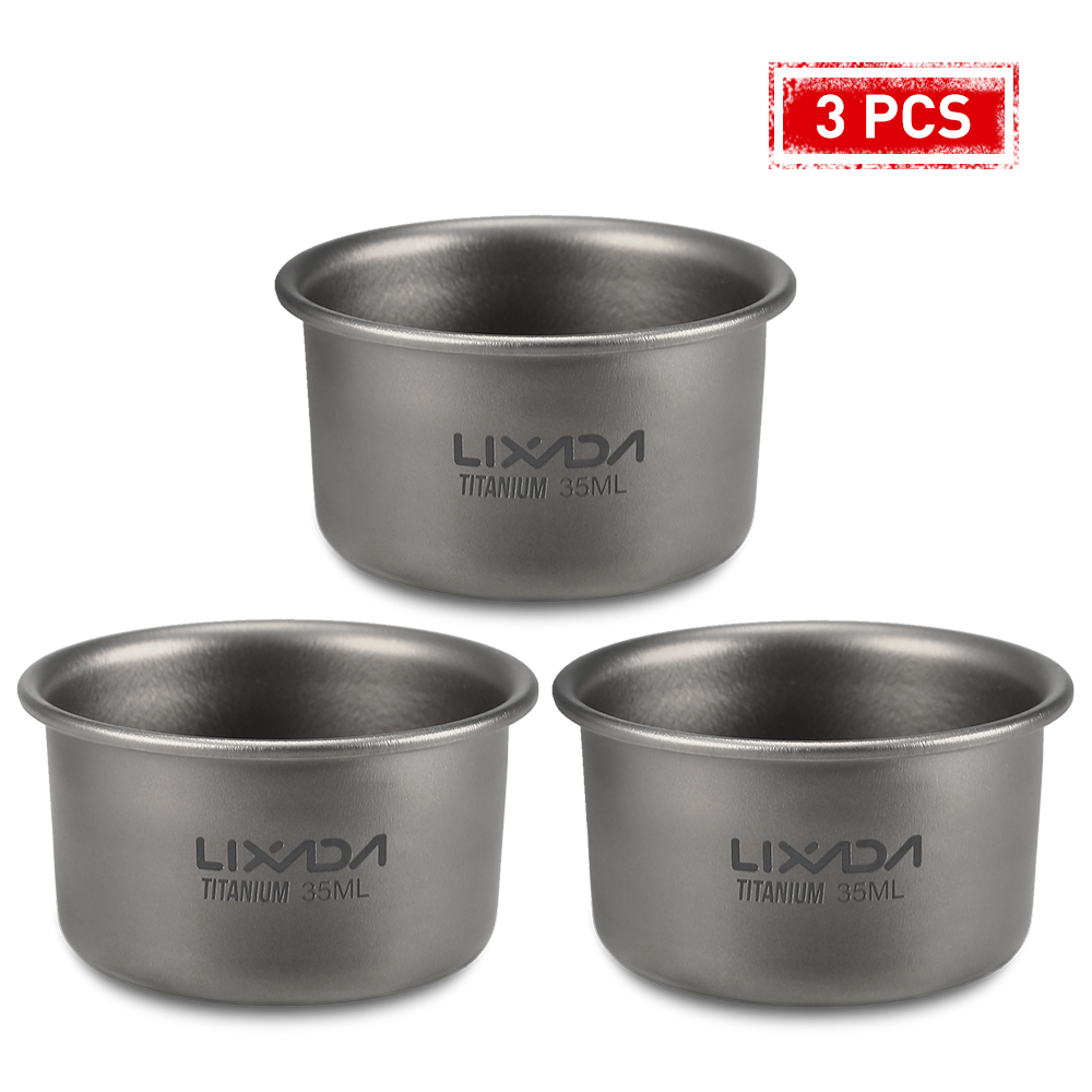 Mess Kit Titanium - 1/3pcs Lixada 35ml Mini Titanium Tea