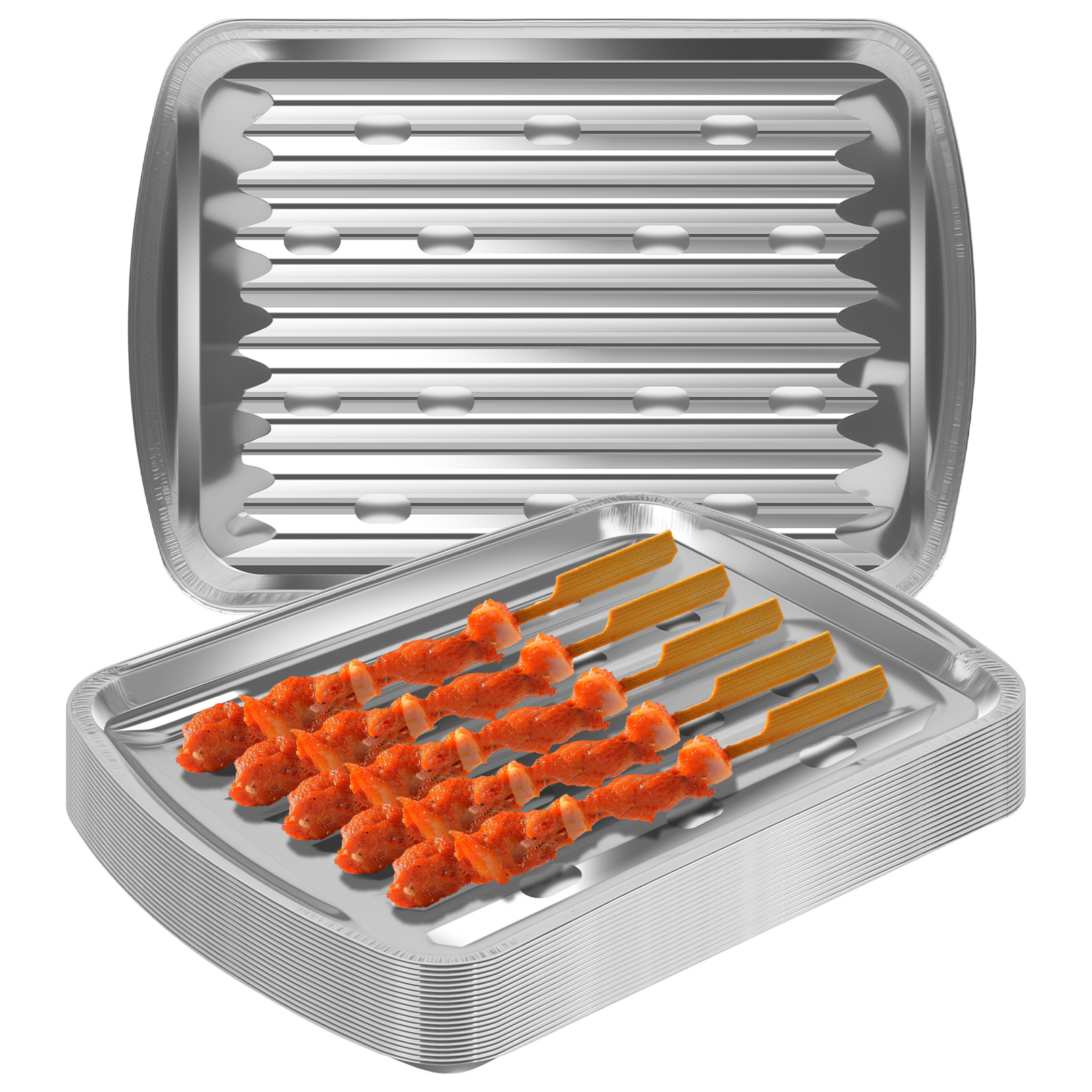 Camping Cooking Bowl - Aluminum Foil Trays Non-Stick Baking Pans