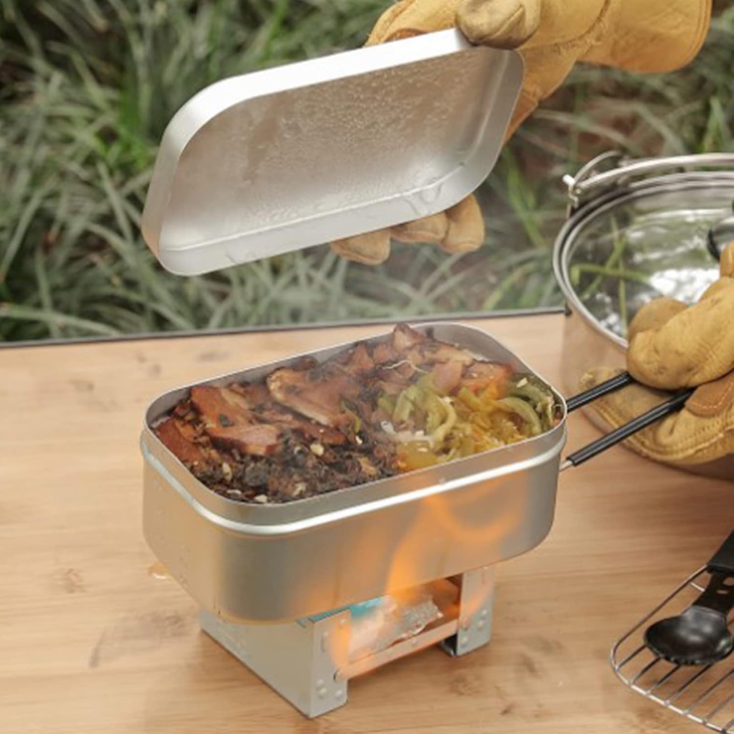 Camping Cooking Dishes - Foldable Bento Box Handle, Lunch Container