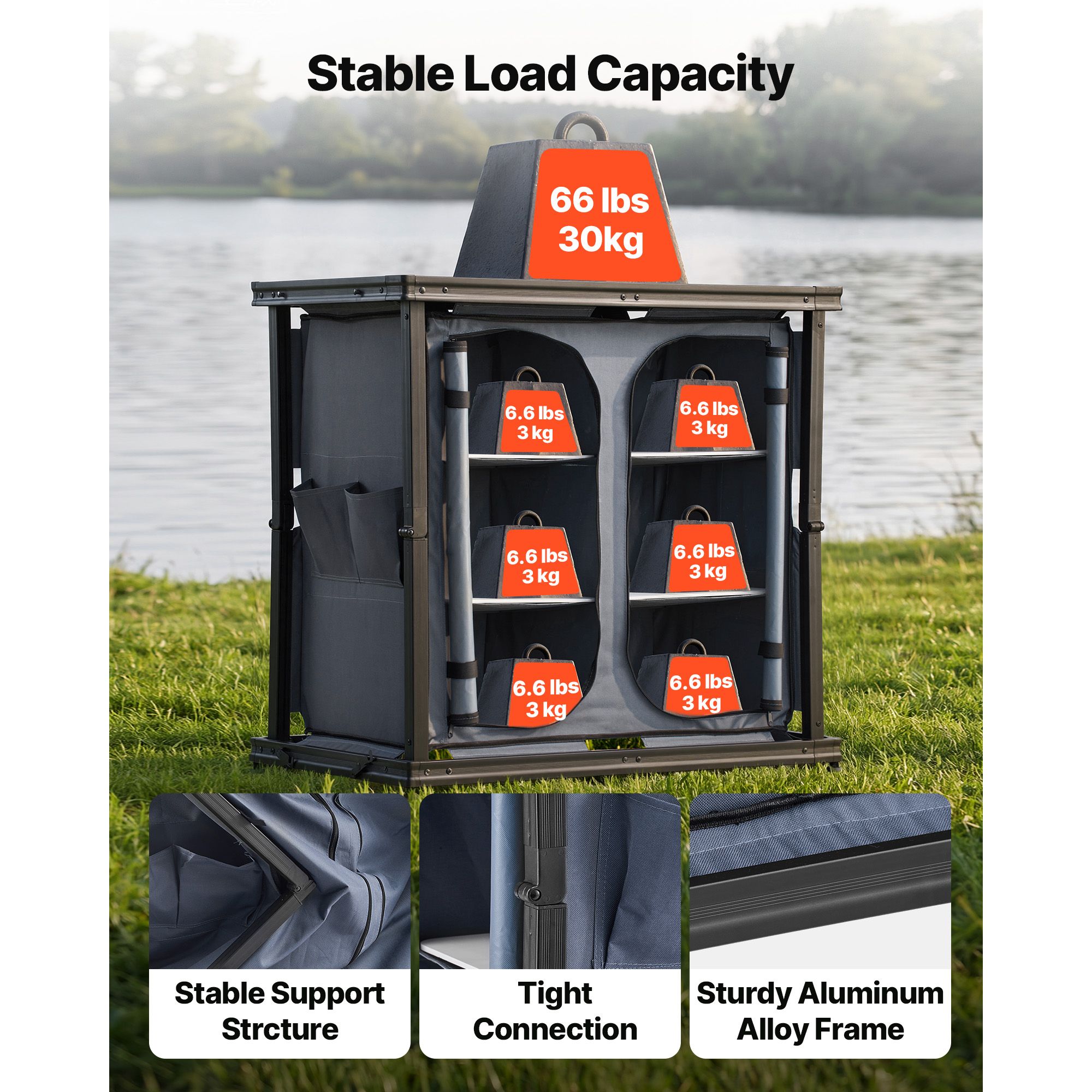 Folding Camping Storage Cabine - Camping Cooking Table With Storage ulasan dan harga