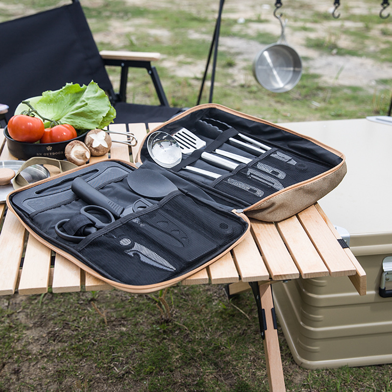 8pcs Camping Kitchen Cookware  - Camping Cooking Equipment Bag ulasan dan harga