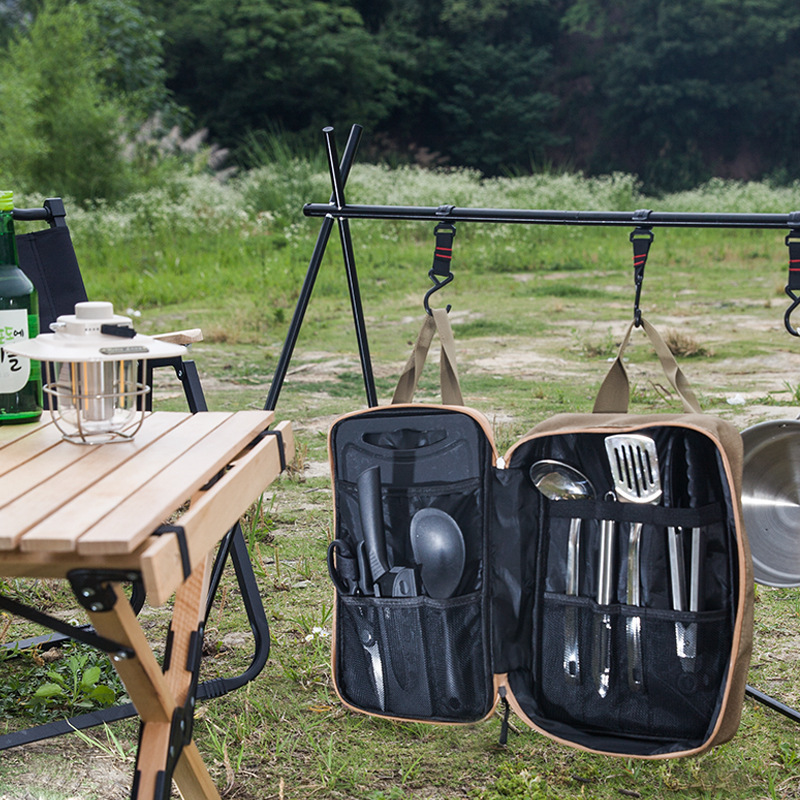 8pcs Camping Kitchen Cookware  - Camping Cooking Equipment Bag ulasan dan harga