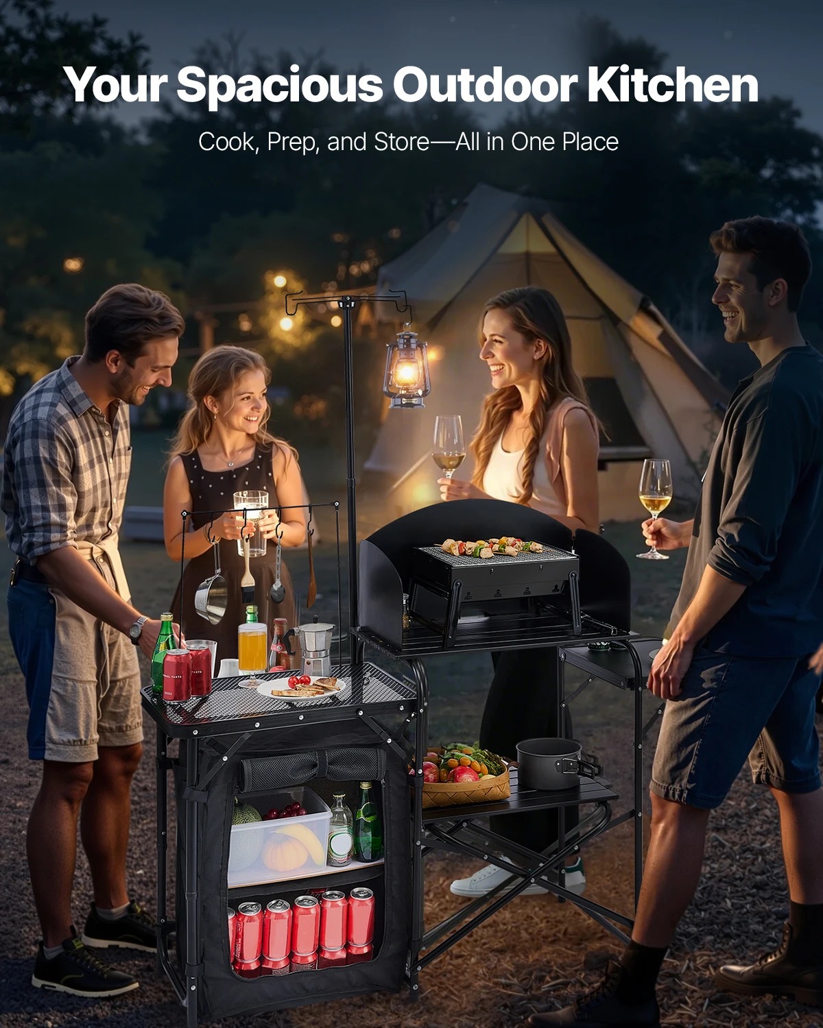 Folding Camping Table Outdoor  - Camping Cooking Table With Storage ulasan dan harga