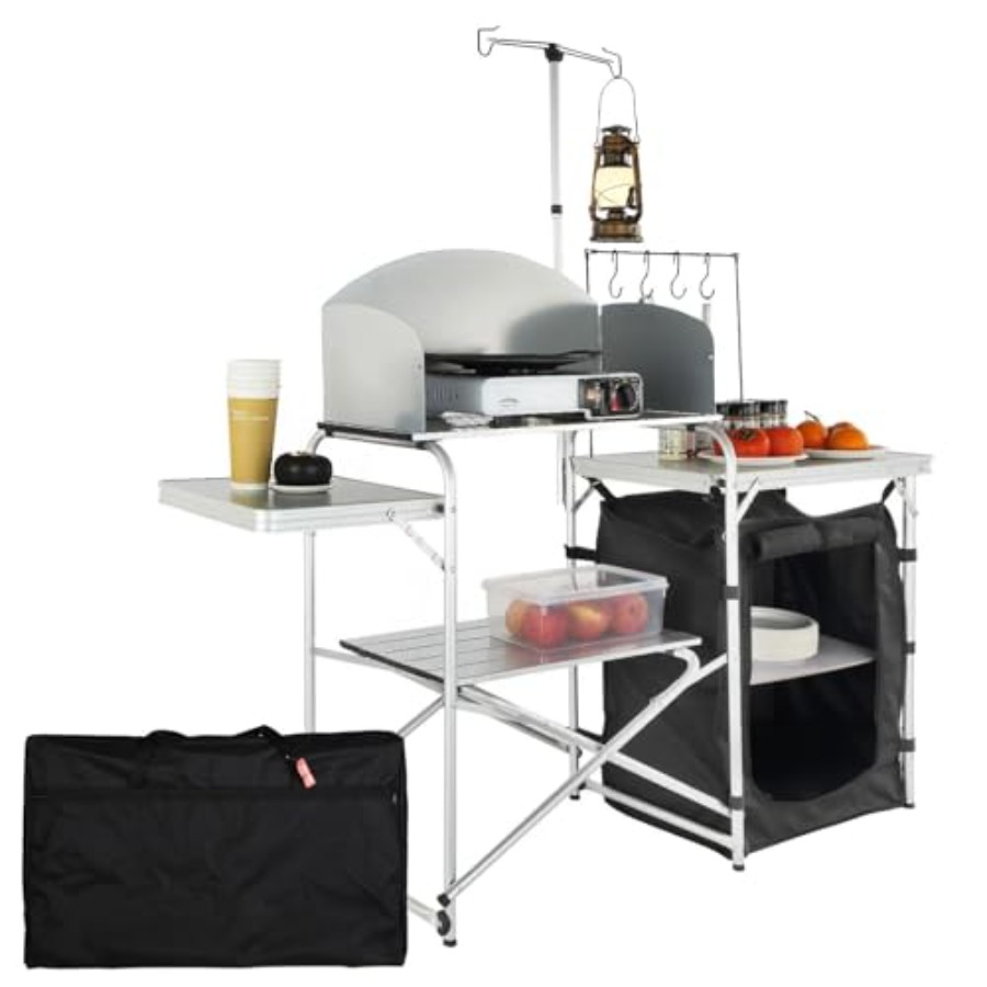 Camping Kitchen Table, Folding - Camping Cooking Table With Storage ulasan dan harga
