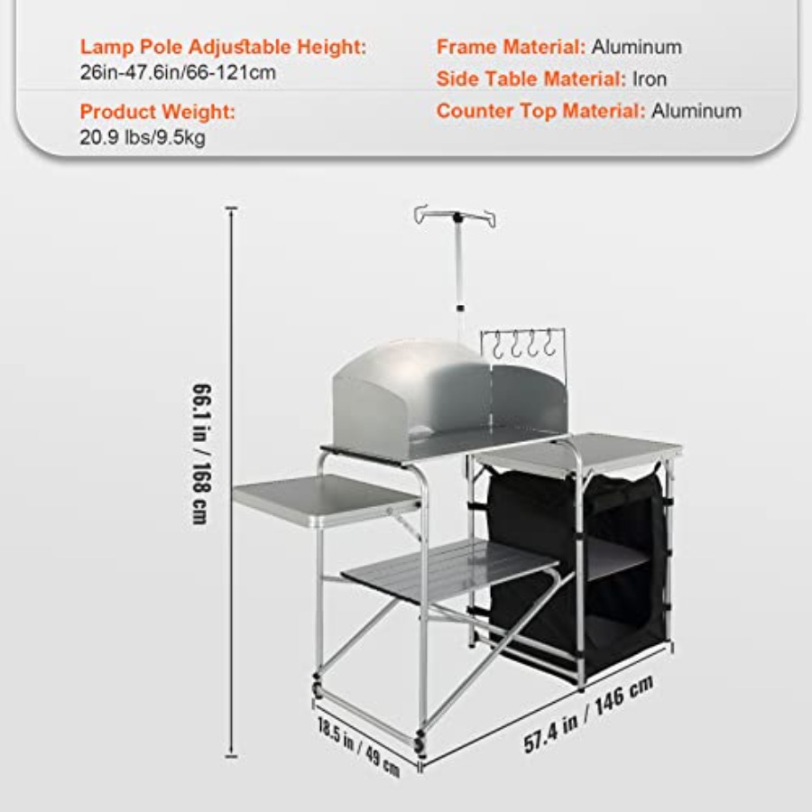 Camping Kitchen Table, Folding - Camping Cooking Table With Storage ulasan dan harga