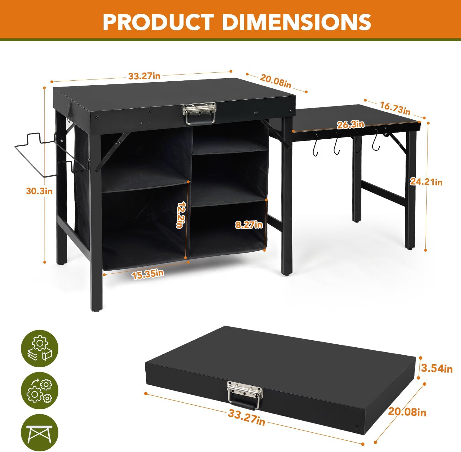 Portable Foldable Griddle Stan - Camping Cooking Table With Storage ulasan dan harga