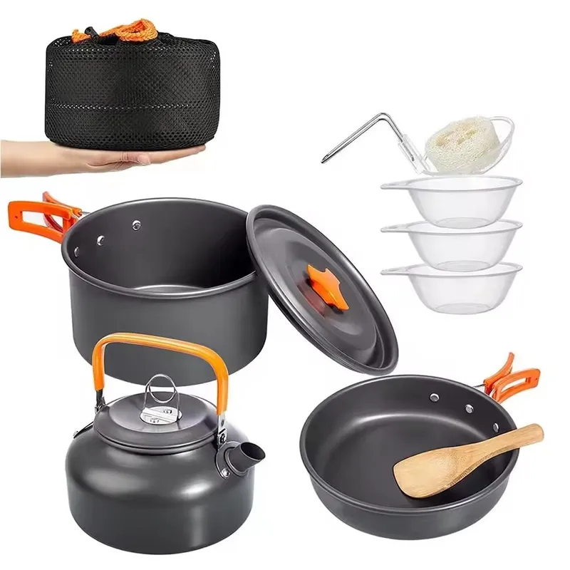 Outdoor Aluminum Alloy Camping - Camping Cooking Set With Kettle ulasan dan harga