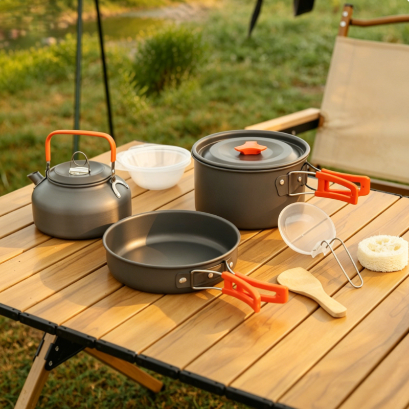 Outdoor Aluminum Alloy Camping - Camping Cooking Set With Kettle ulasan dan harga