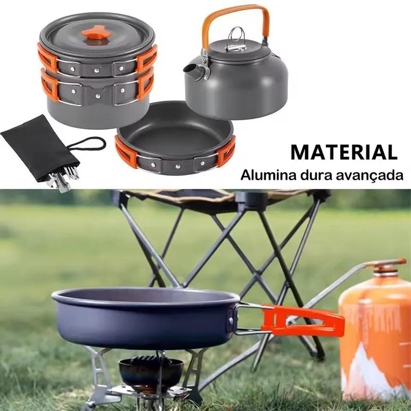 Outdoor Aluminum Alloy Camping - Camping Cooking Set With Kettle ulasan dan harga