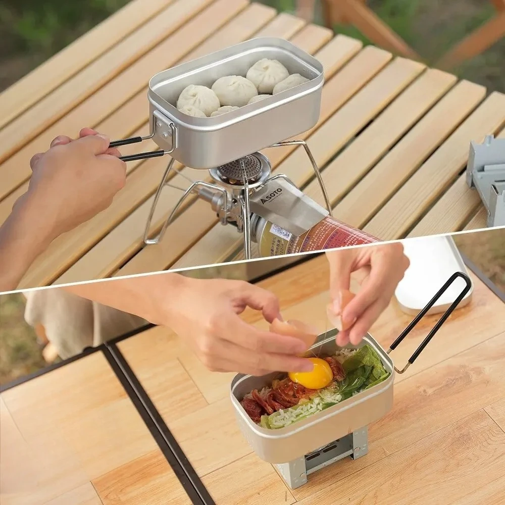 800/1400ML Aluminum Lunch Boxe - Camping Cooking Bowl ulasan dan harga