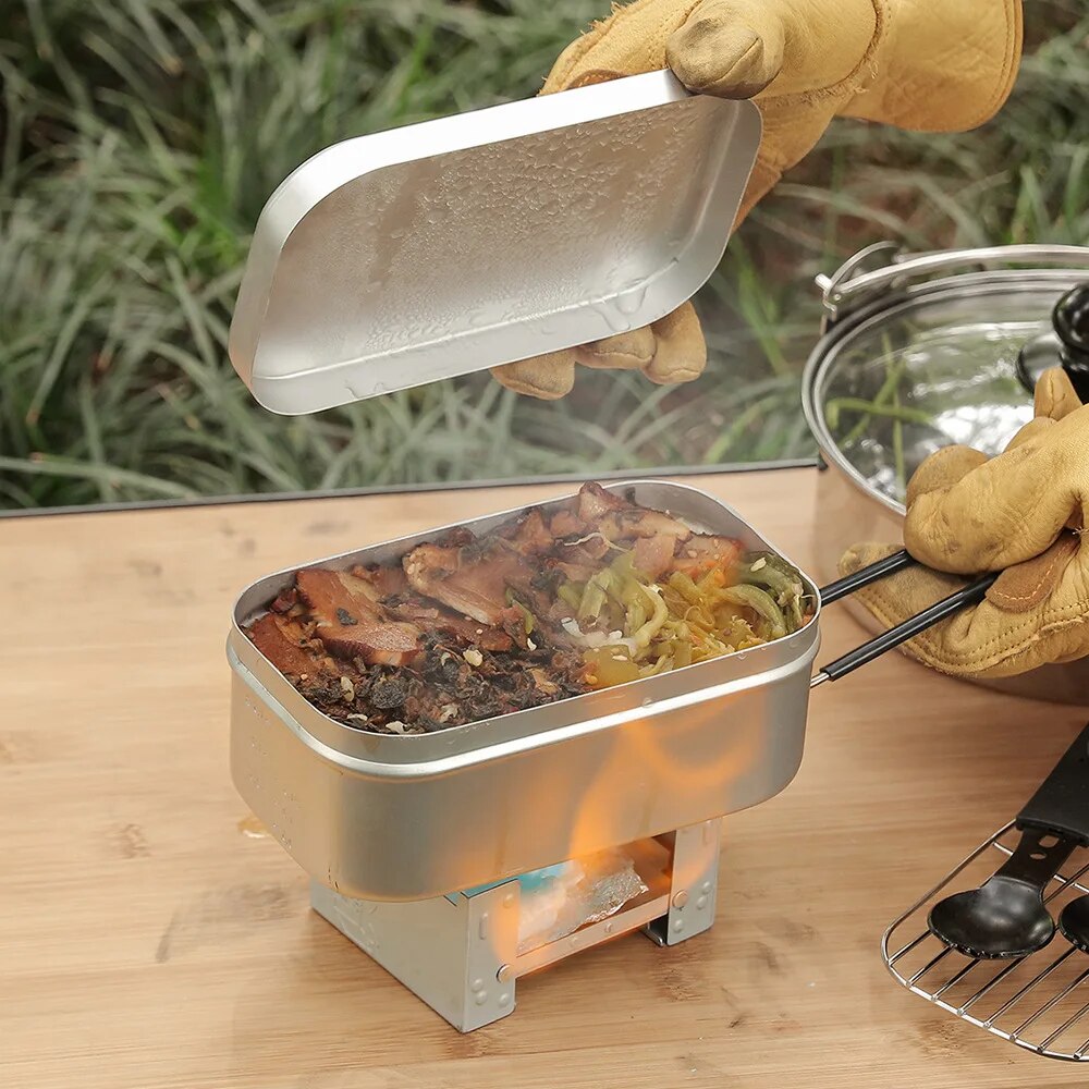 800/1400ML Aluminum Lunch Boxe - Camping Cooking Bowl ulasan dan harga