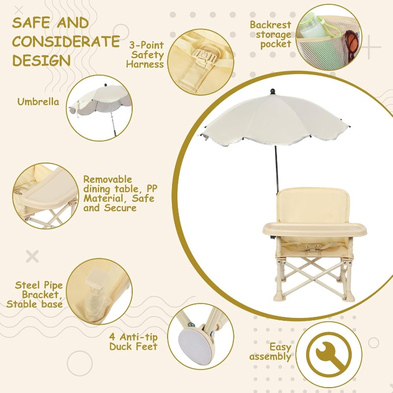 Baby Outdoor Beach Chair with  - Camping Cooking Table Foldable ulasan dan harga
