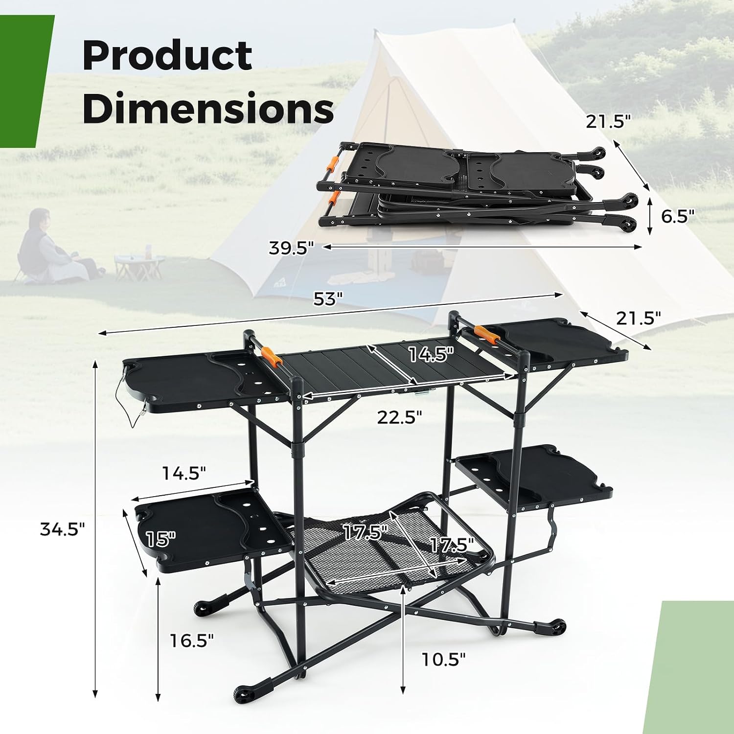 Portable Outdoor Folding Cooki - Camping Cooking Table With Storage ulasan dan harga