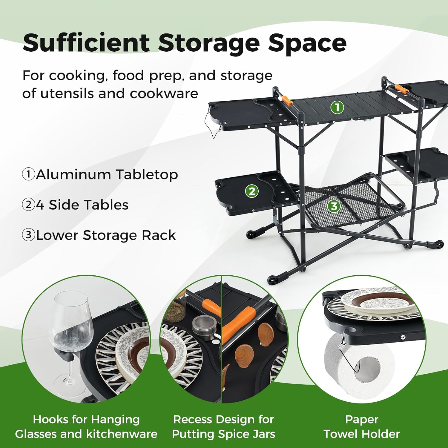 Portable Outdoor Folding Cooki - Camping Cooking Table With Storage ulasan dan harga