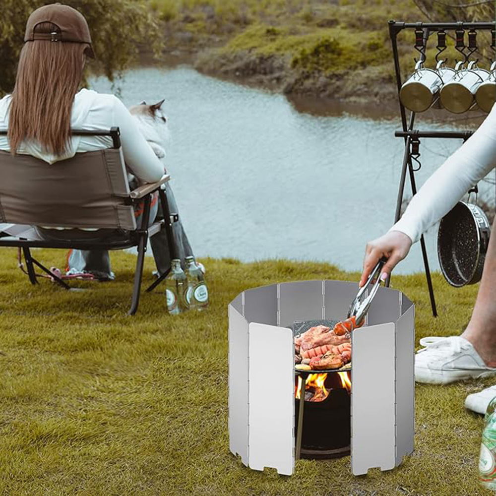 8/9/10/12/14/16 Plates Folding - Camping Cooking Windscreen ulasan dan harga