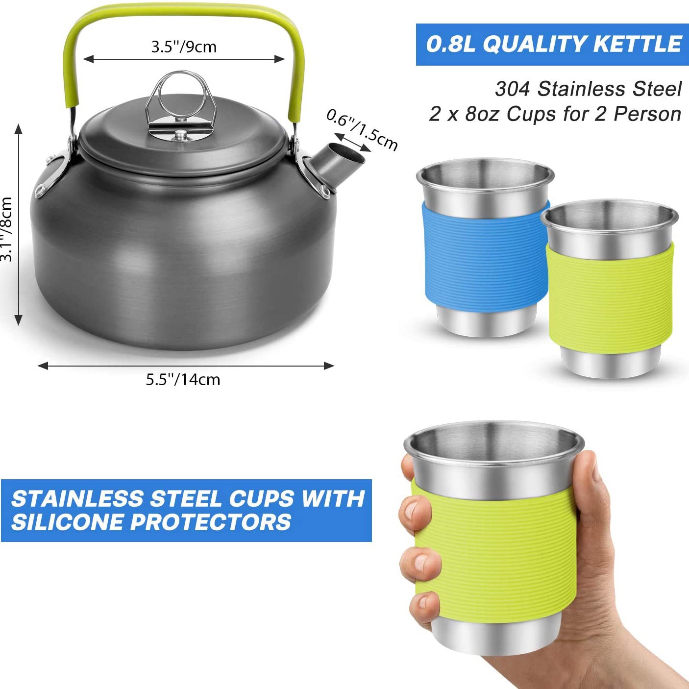 Complete 2-3 Person Camping Co - Camping Cooking Set With Kettle ulasan dan harga