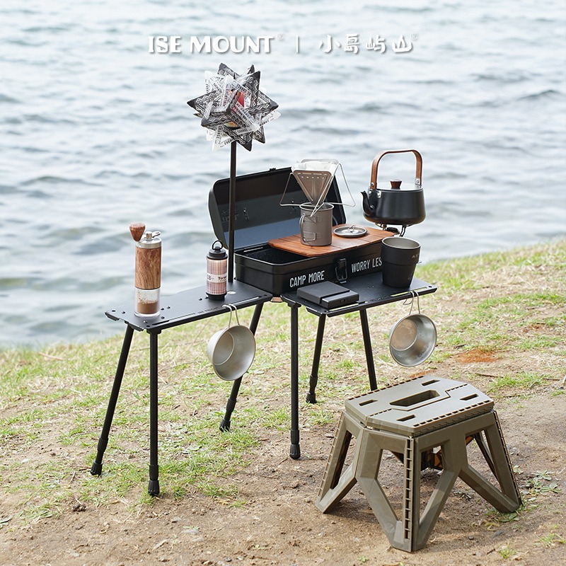 Folding Camping Table with Lig - Camping Cooking Table With Storage ulasan dan harga