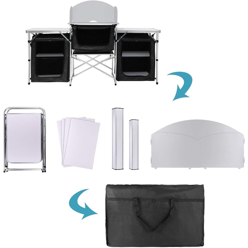 Hot-selling Outdoor Camping Mo - Camping Cooking Table With Storage ulasan dan harga