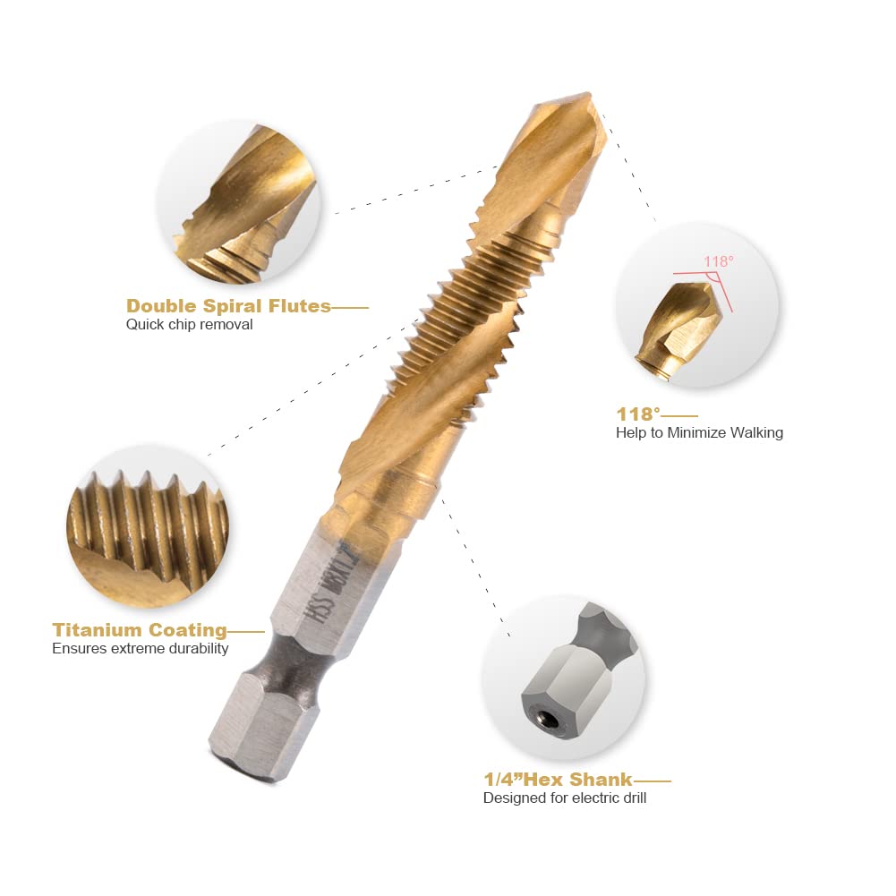 HSS Drill and Tap Bit Set 6pcs - Mess Kit Titanium ulasan dan harga