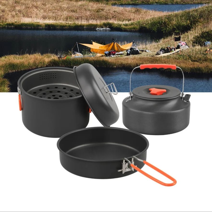 Outdoor Cookware Set Camping C - Camping Cooking Set With Kettle ulasan dan harga