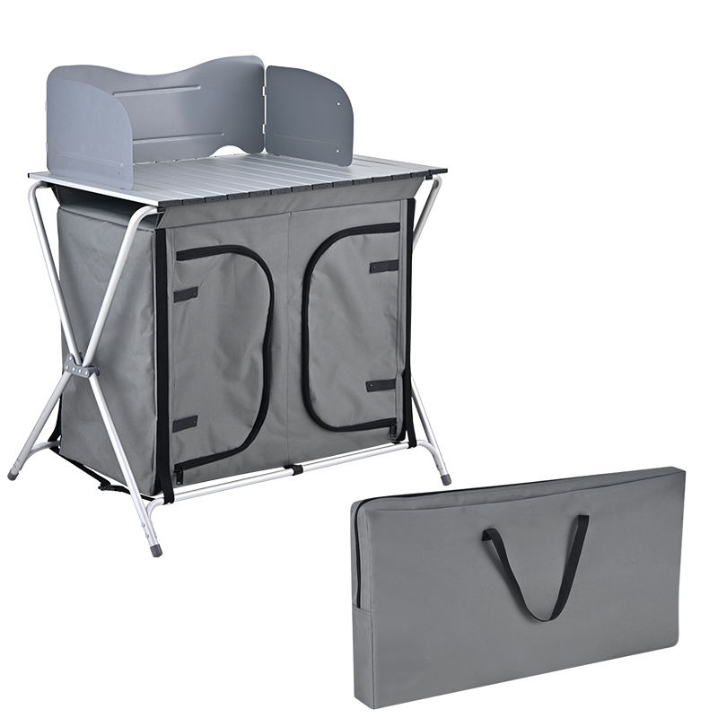 Aluminum Folding Outdoor Porta - Camping Cooking Table With Storage ulasan dan harga