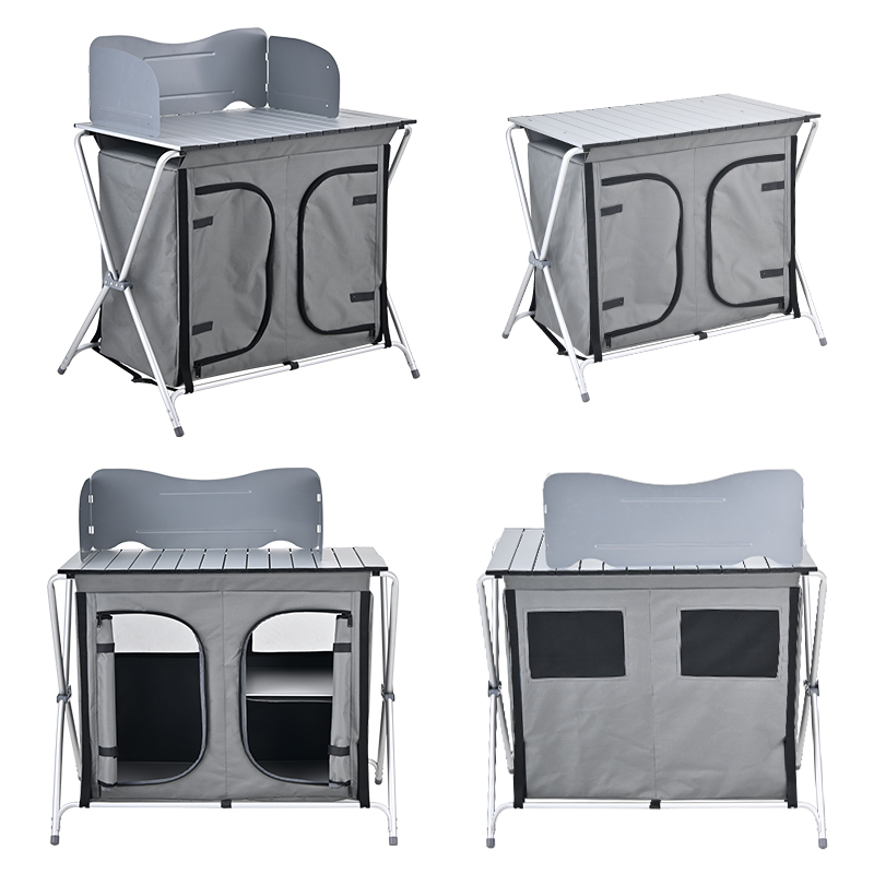 Aluminum Folding Outdoor Porta - Camping Cooking Table With Storage ulasan dan harga