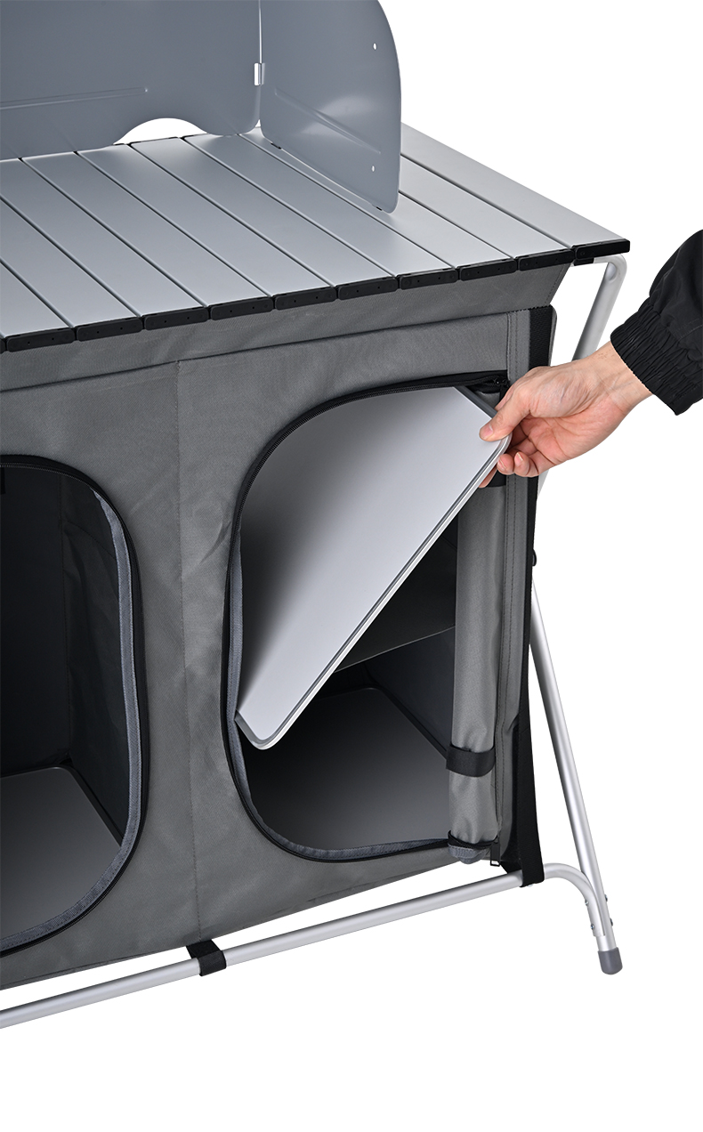 Aluminum Folding Outdoor Porta - Camping Cooking Table With Storage ulasan dan harga