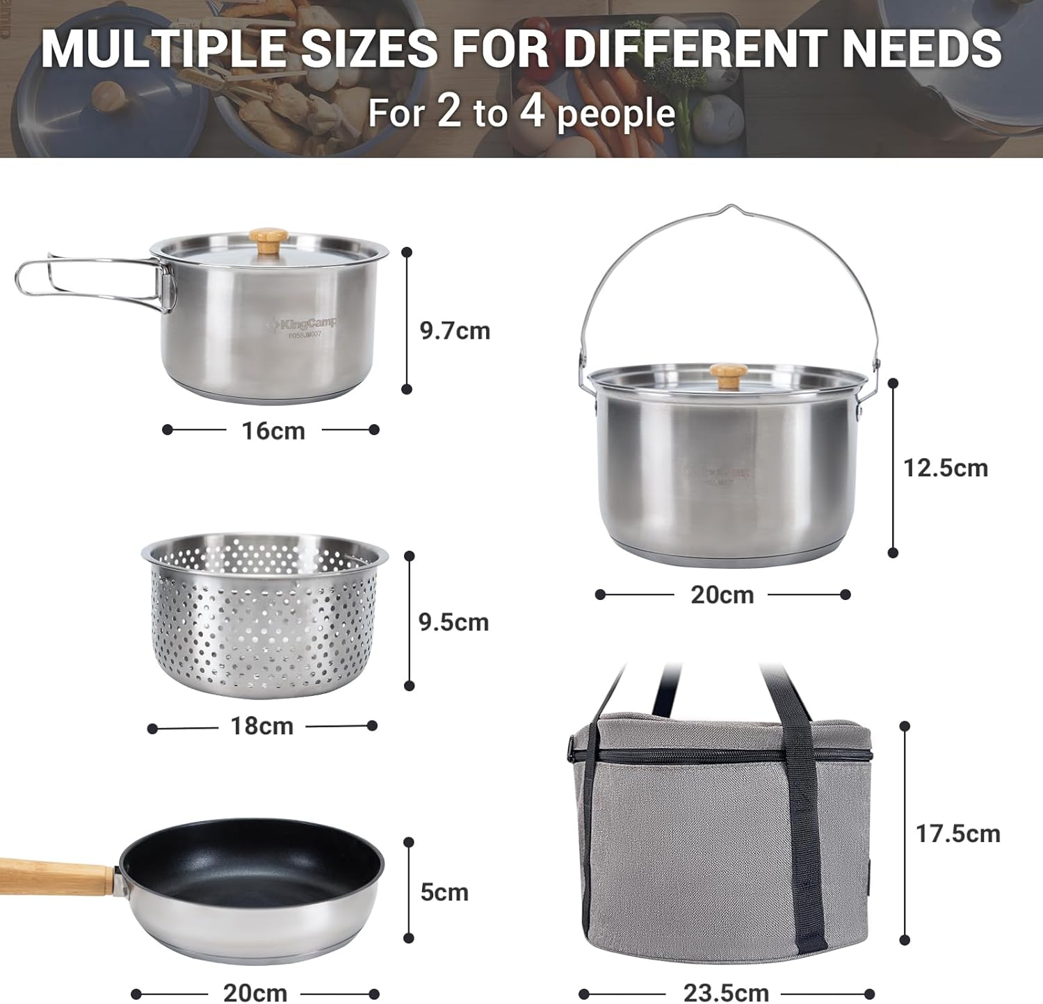 304 Stainless Steel Camping Co - Camping Cooking Set With Kettle ulasan dan harga
