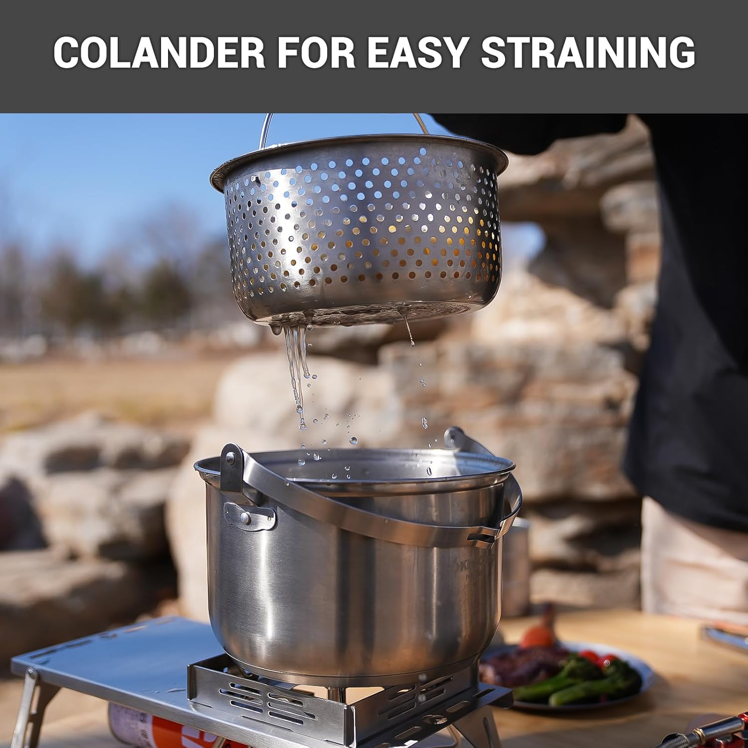 304 Stainless Steel Camping Co - Camping Cooking Set With Kettle ulasan dan harga