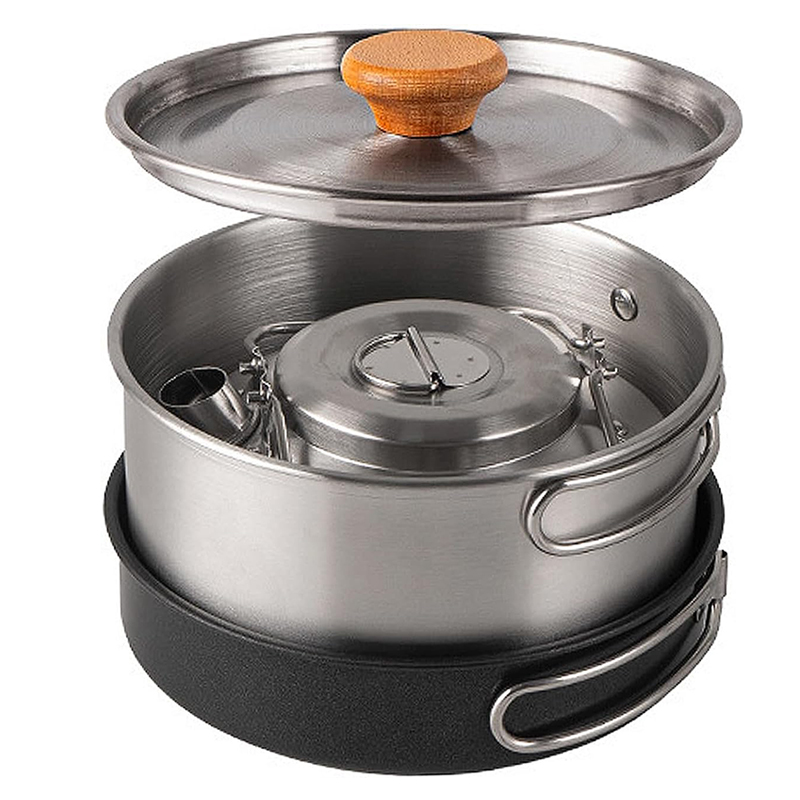 High-Grade 304 Stainless Steel - Camping Cooking Set With Kettle ulasan dan harga