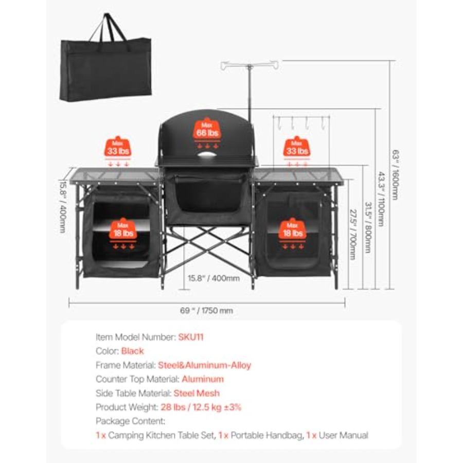Camping Kitchen Table, Outdoor - Camping Cooking Table With Storage ulasan dan harga