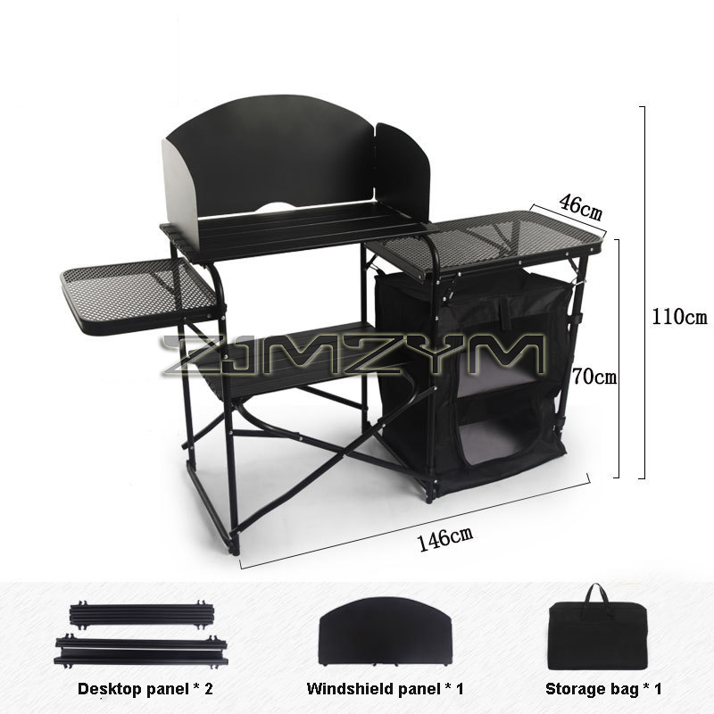 Outdoor Camping Folding Table, - Camping Cooking Table With Storage ulasan dan harga