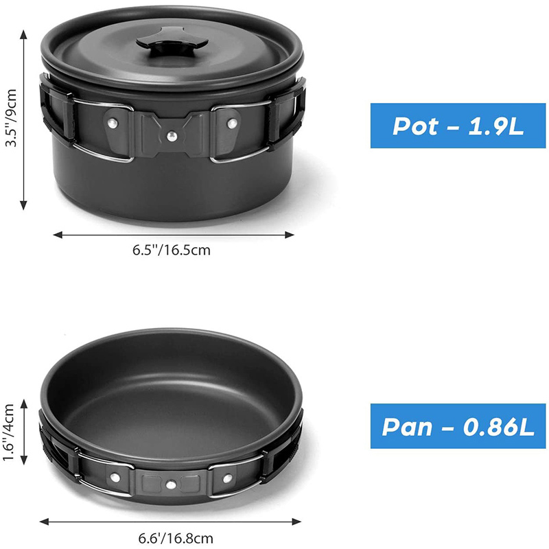 1 Set Outdoor Pot Pan Camping  - Camping Cooking Set With Kettle ulasan dan harga