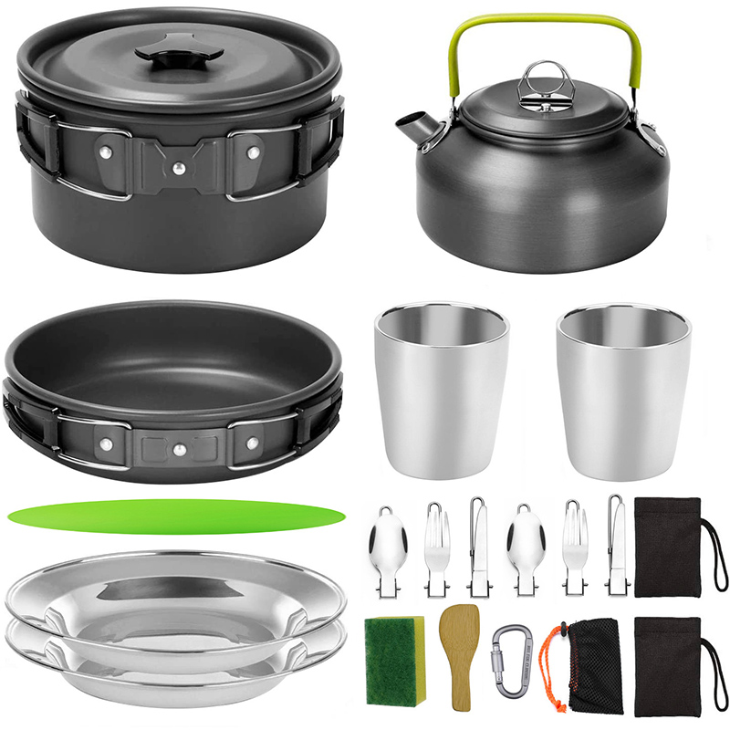 1 Set Outdoor Pot Pan Camping  - Camping Cooking Set With Kettle ulasan dan harga
