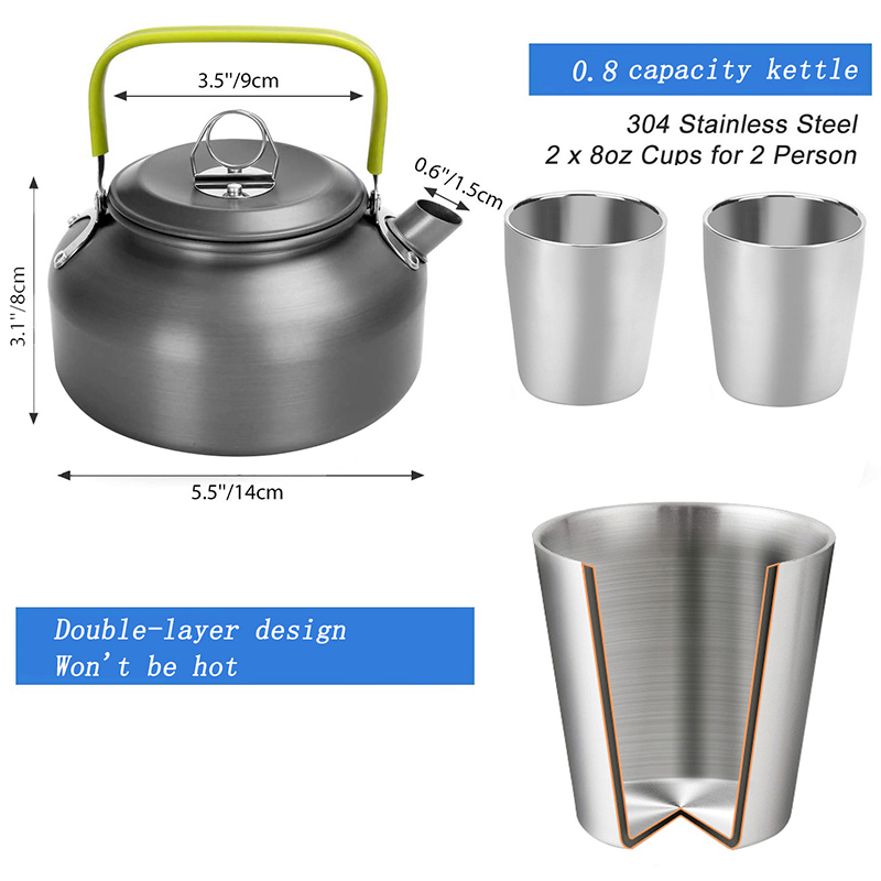 1 Set Outdoor Pot Pan Camping  - Camping Cooking Set With Kettle ulasan dan harga