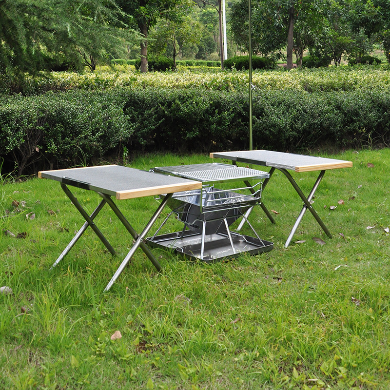 Outdoor Portable Stainless Ste - Camping Cooking Table With Storage ulasan dan harga