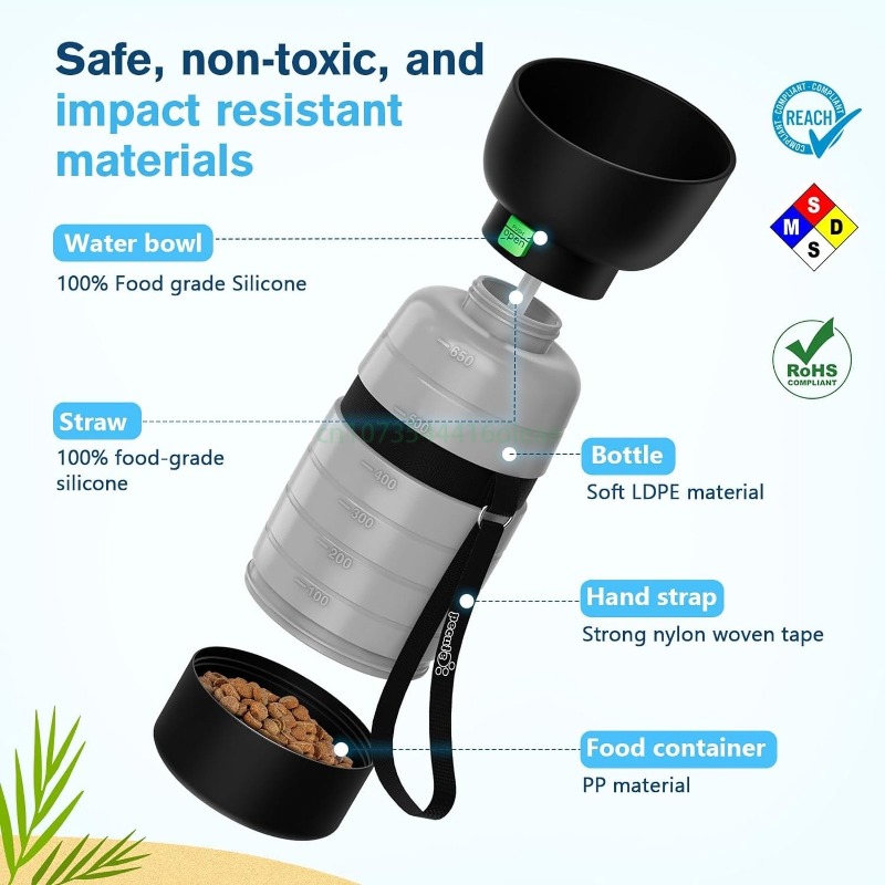 650ML Dog Water Bottle with 15 - Camping Cooking Bowl ulasan dan harga